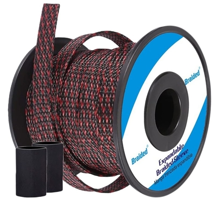 comprar Gestión de cable resistente trenzada extensible de la abrasión del ANIMAL DOMÉSTICO que envuelve negro y rojo fabricación en línea