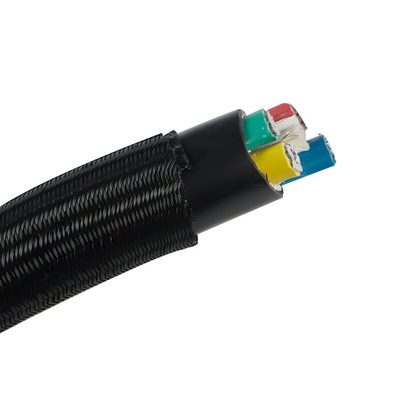comprar Envoltura de cierre automático negra Funda trenzada PET Envoltura dividida Funda de cable de alambre trenzado fabricación en línea