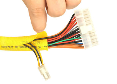 comprar Uno mismo amarillo del color que envuelve envolver trenzado partido para los alambres eléctricos fabricación en línea