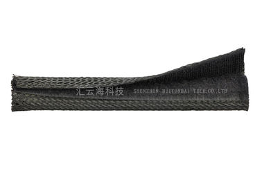 comprar Abrigo trenzado velcro de cierre automático negro del cable, cubierta de alambre flexible del velcro fabricación en línea