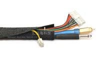 Abrigo trenzado velcro de cierre automático negro del cable, cubierta de alambre flexible del velcro