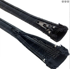 comprar Abrigo trenzado manga negra flexible del cable de la cremallera para la protección del alambre fabricación en línea