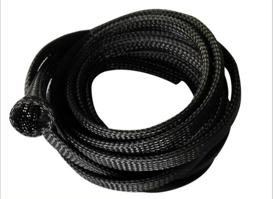 Protección de cable de 6 mm PET Manga trenzada extensible Color negro Retardante de llama