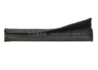 Abrigo trenzado velcro de cierre automático negro del cable, cubierta de alambre flexible del velcro